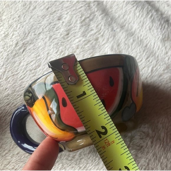 Bello Hugerz Hand Painted Tea set Ceramic 3 Pieces Colorful Fruits El Salvador C - Picture 8 of 10